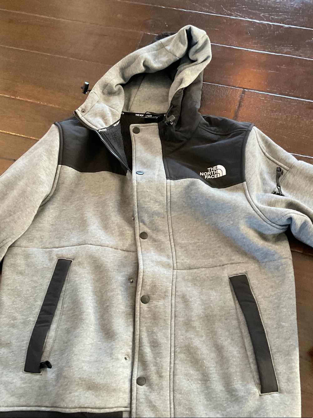 The North Face Gray and Black Hooded Performance Jacket